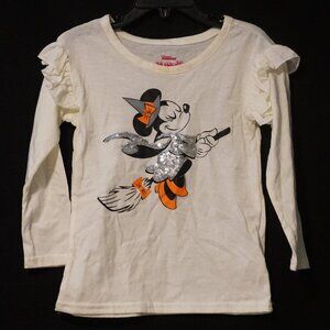 Disney Crème Long Sleeve Tee Minnie Halloween Bedazzled Witch Girl’s 3T